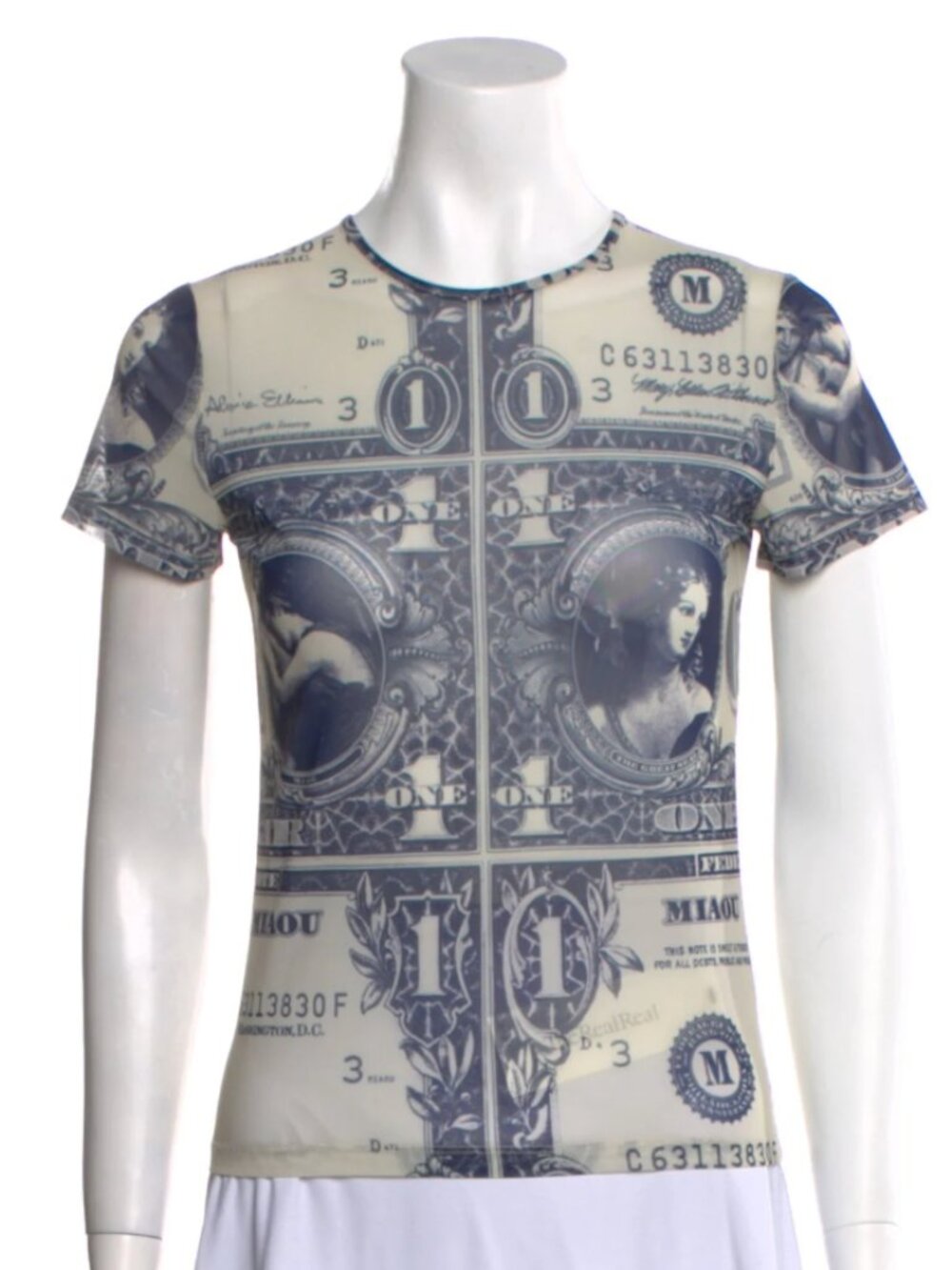 Miaou Mesh Money Print Dollar Tee Size S